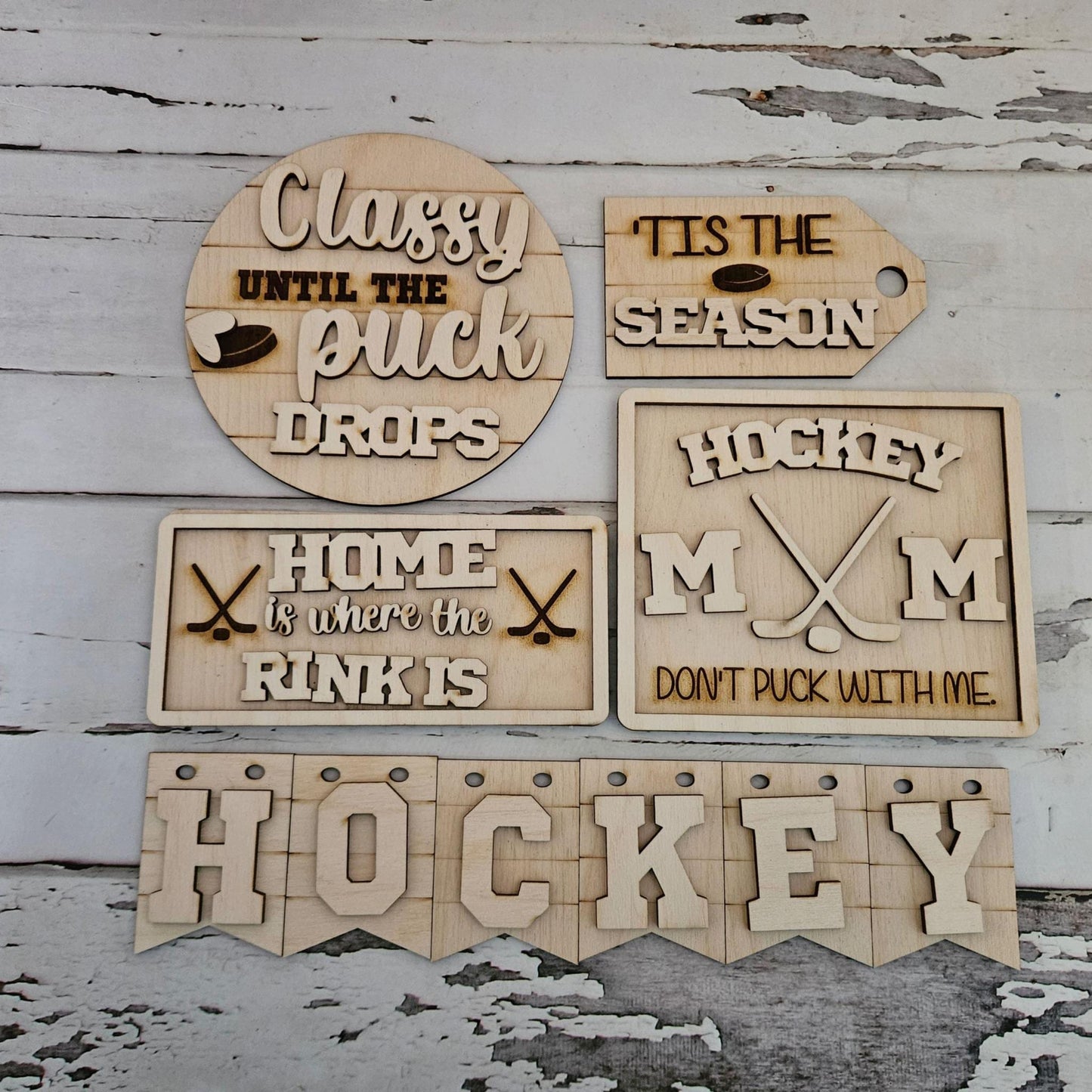 DIY Hockey tiered tray wood blank - DIY hockey home decor - Sports tiered tray - Make your own tiered tray decor - DIY hockey signs