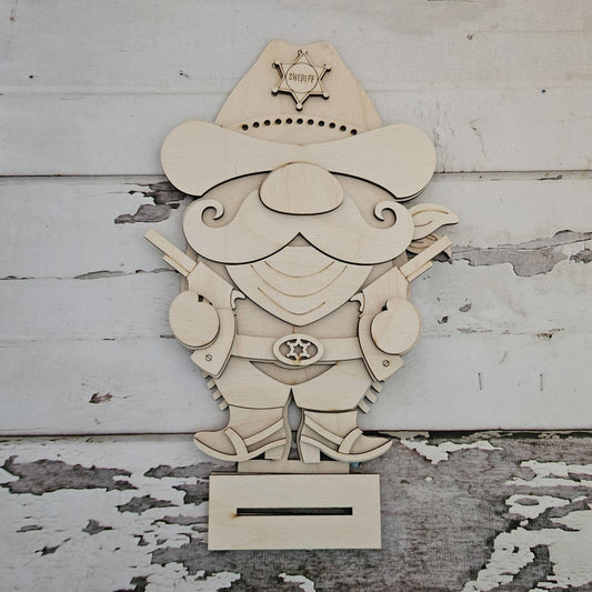 DIY Sheriff Shelf Sitter Kit – Unpainted Western Decor (8.27x5.5 in)