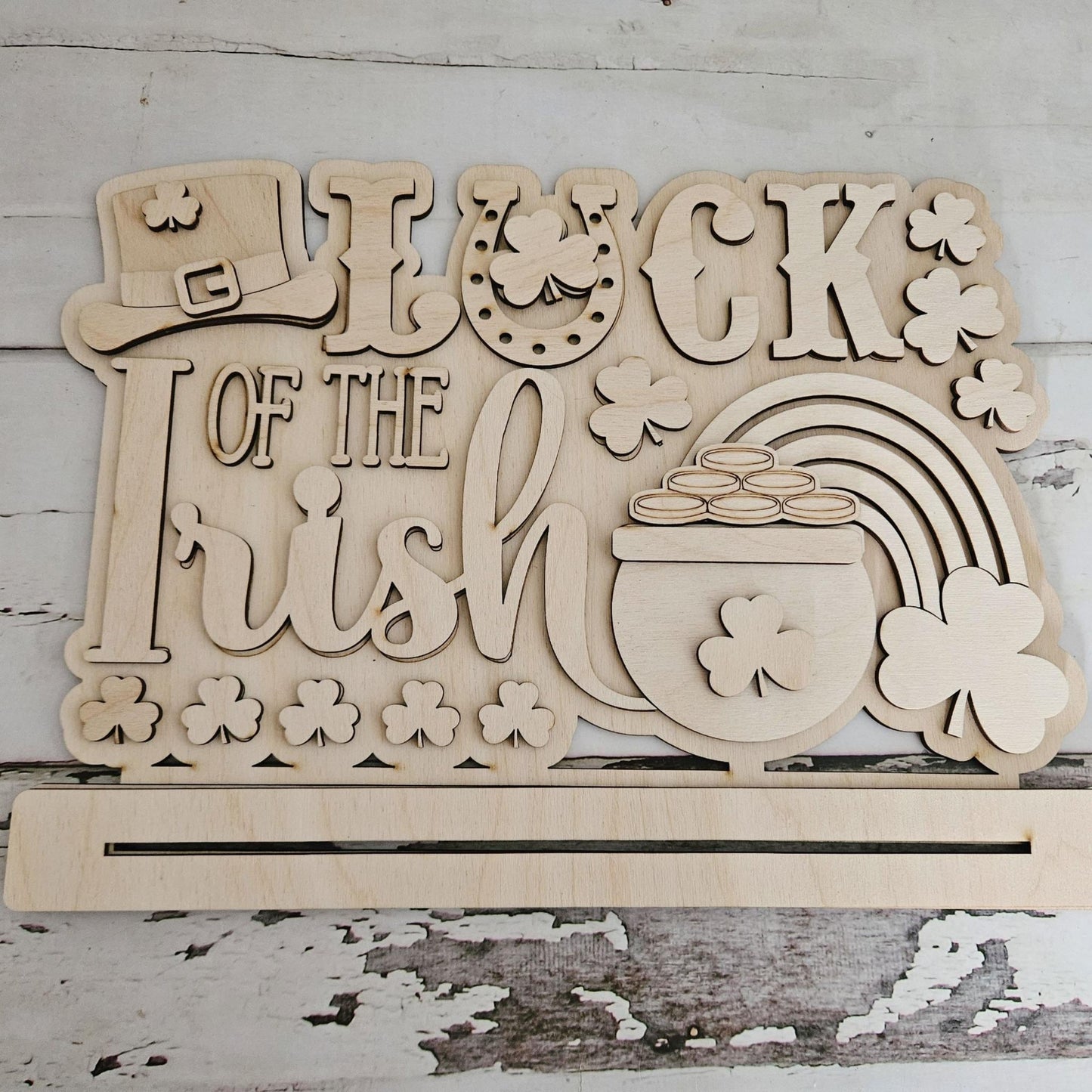 DIY St Patrick's day shelf sitter - DIY St Patrick's day tiered tray decor - St Patrick's day gnome wood blank - St Patrick's day tier tray