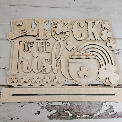 DIY St Patrick's day shelf sitter - DIY St Patrick's day tiered tray decor - St Patrick's day gnome wood blank - St Patrick's day tier tray