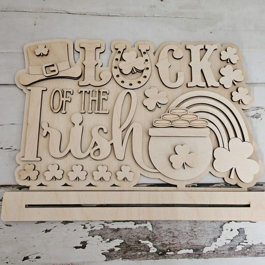 DIY St Patrick's day shelf sitter - DIY St Patrick's day tiered tray decor - St Patrick's day gnome wood blank - St Patrick's day tier tray