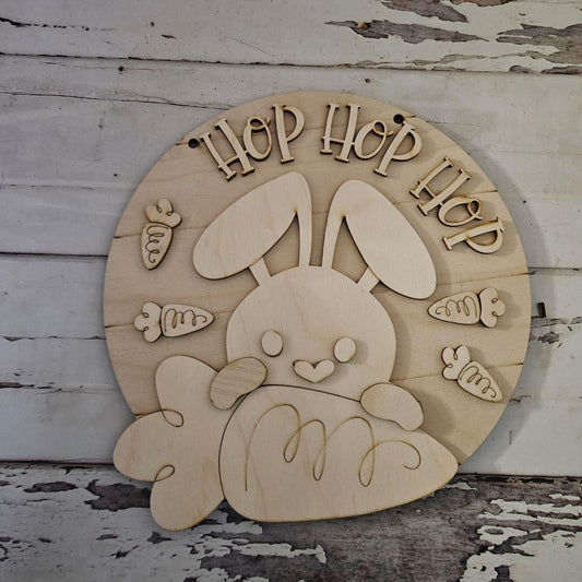DIY Easter Bunny Door Hanger Kit - Unfinished Wood Craft