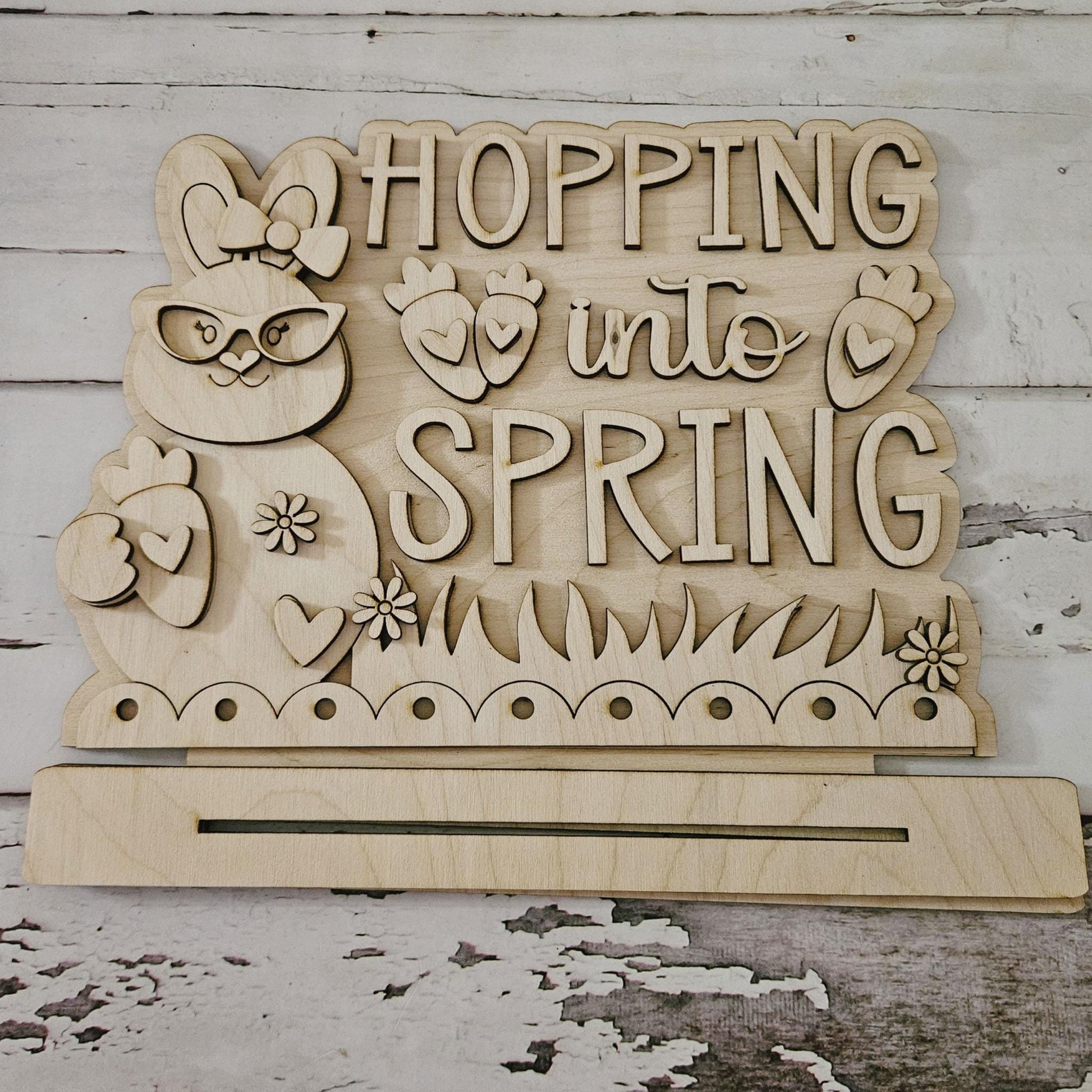 DIY Easter shelf sitter - DIY Spring shelf sitter blank - Make your own Easter decor - DIY Easter tiered tray decor - Easter wood blanks