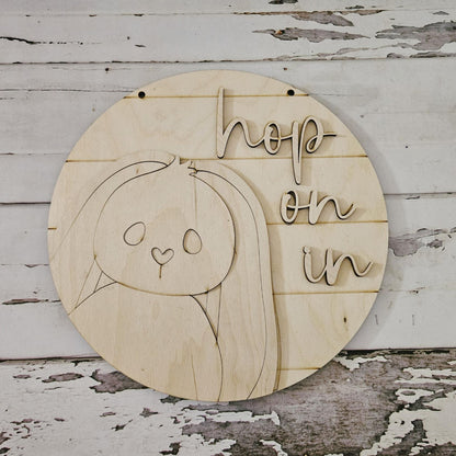 DIY Easter Bunny Door Hanger - Unpainted Birch Wood Craft Kit