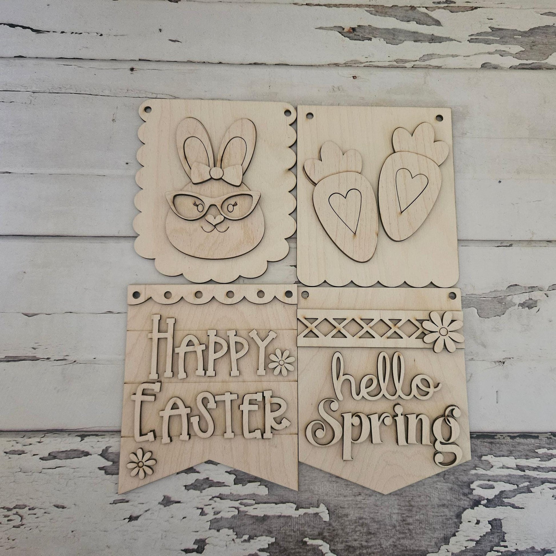 DIY Easter signs - DIY Spring signs - DIY Easter home decor - diy spring home decor - make your own tiered tray decor - Easter wood blanks - LaserOnTheHill