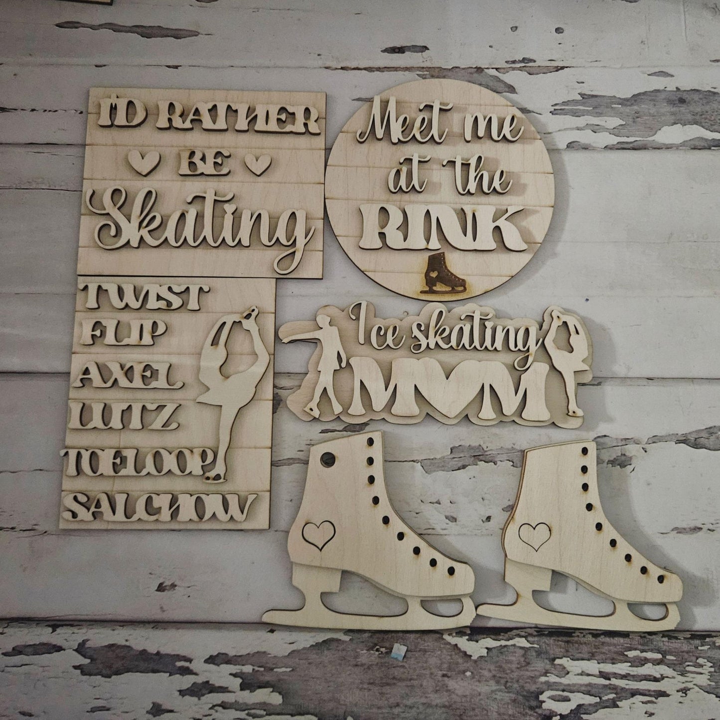 DIY Ice skating tiered tray decor - DIY Winter tiered tray decor - Ice skating wood blanks - DIY Winter wood blanks - Winter tiered tray - LaserOnTheHill