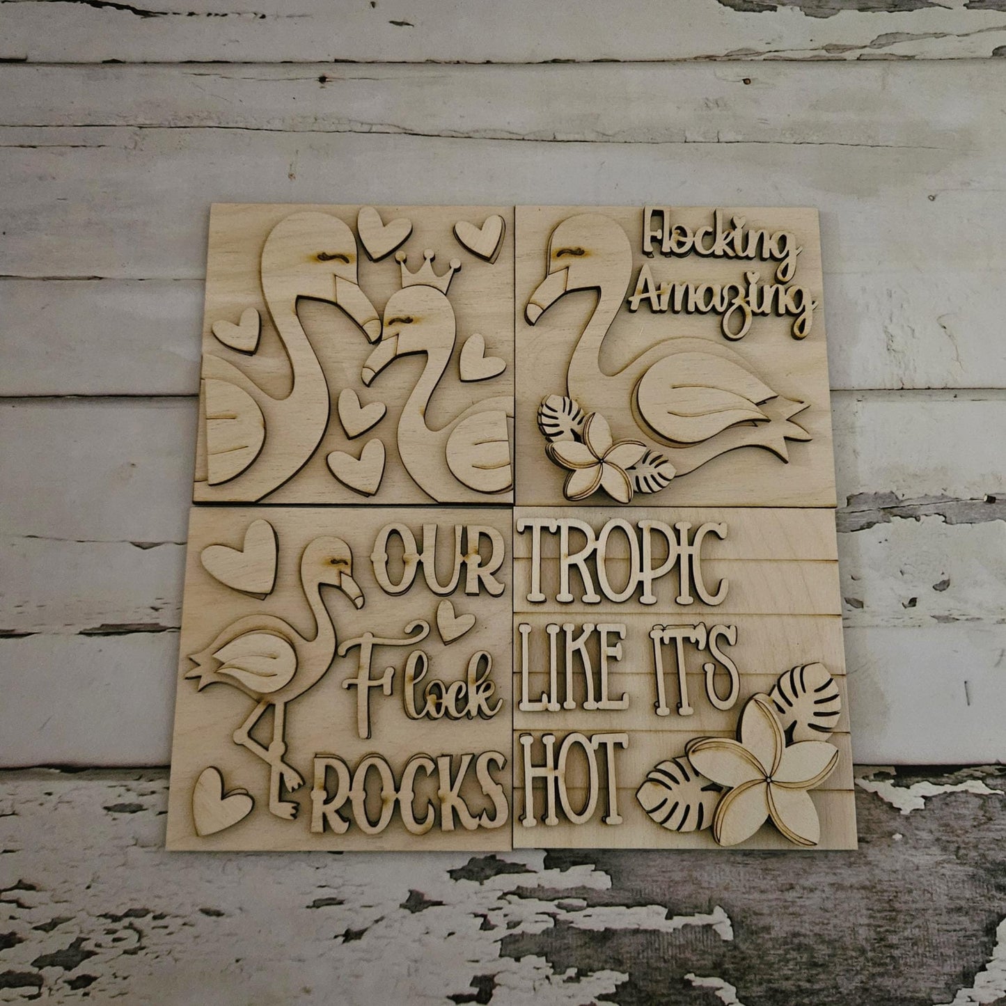 DIY Summer Wood Sign Kit - Flamingo Tiered Tray Decor