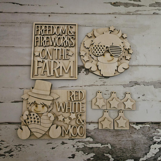 4th of July Tiered Tray DIY Decor, Patriotic Wood Craft Kit