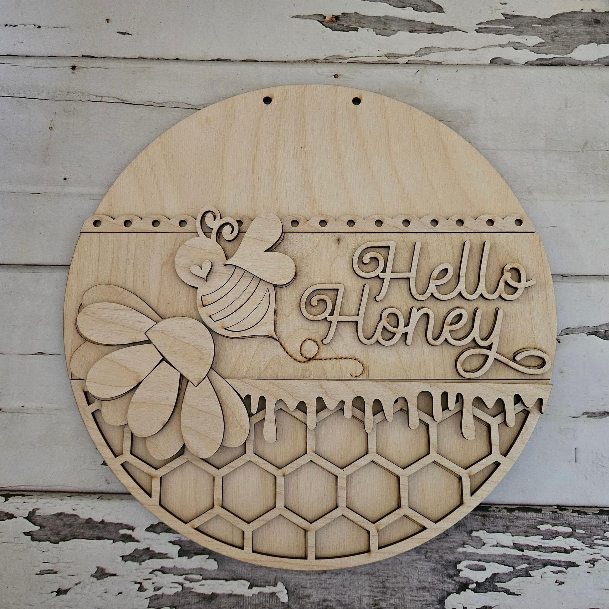 Summer honey bee door hanger blank | Bee blank door hanger | DIY Summer Door Hanger Kit | Summer | wood blank | Bee decor | Door Hanger - LaserOnTheHill