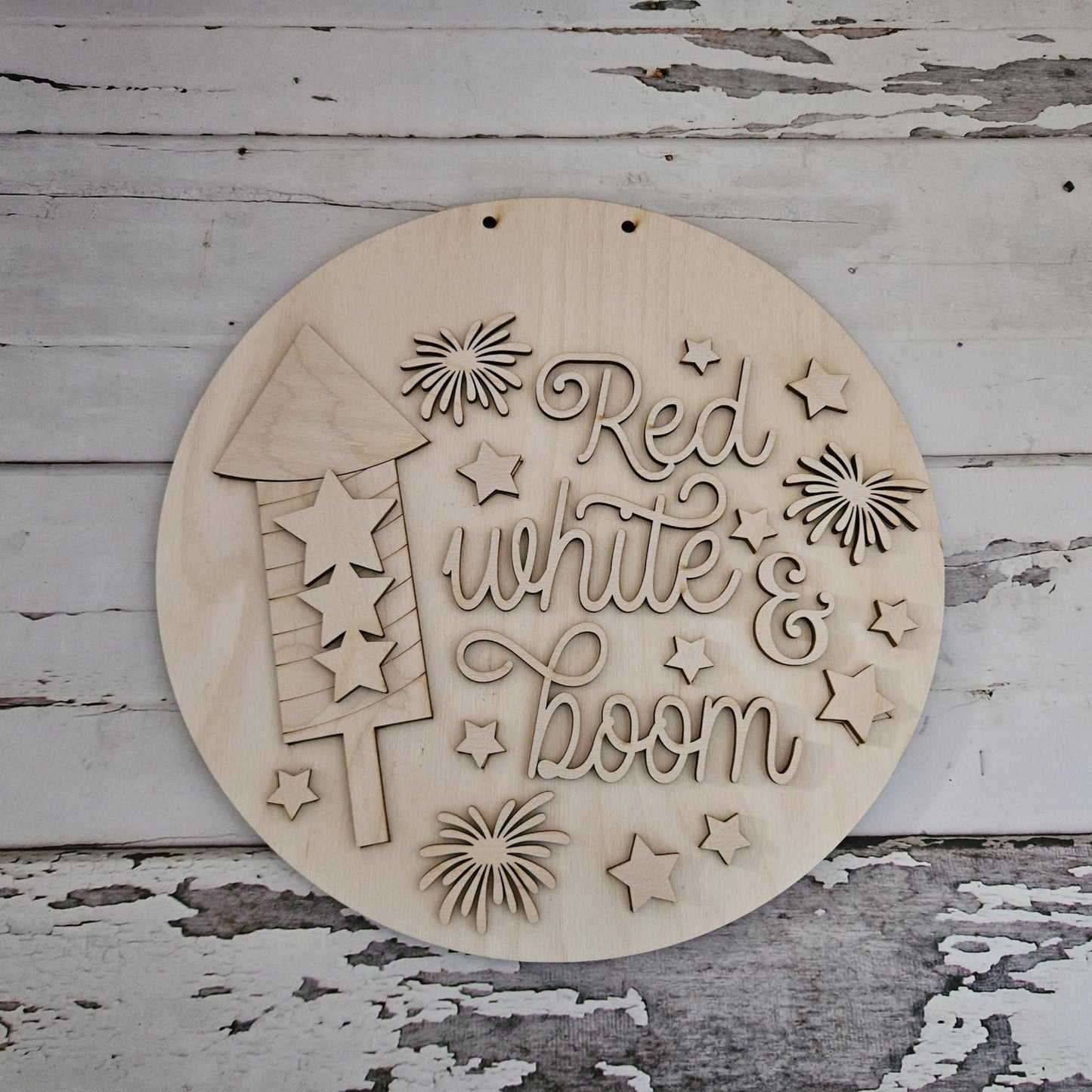DIY 4th of July Door Hanger Blank | Patriotic Wood Craft Kit