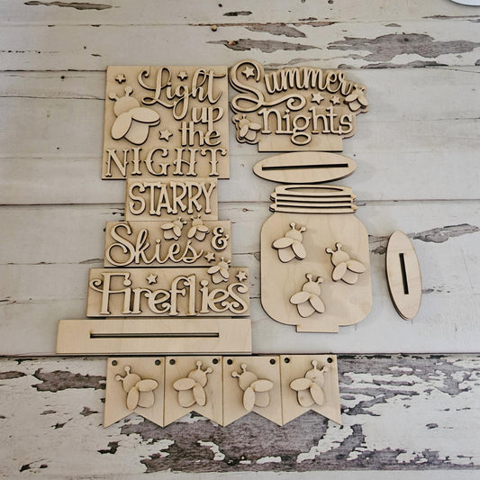 DIY Summer tiered tray decor - DIY Fireflies tiered tray - Summer tiered tray signs - Firefly tiered tray signs - DIY summer home decor