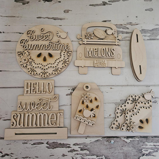 DIY Summer Watermelon Tiered Tray Blank, Unpainted Decor Kit