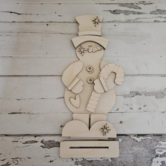 DIY Winter Gnome Snowman Shelf Sitter, Unpainted Wood Blank