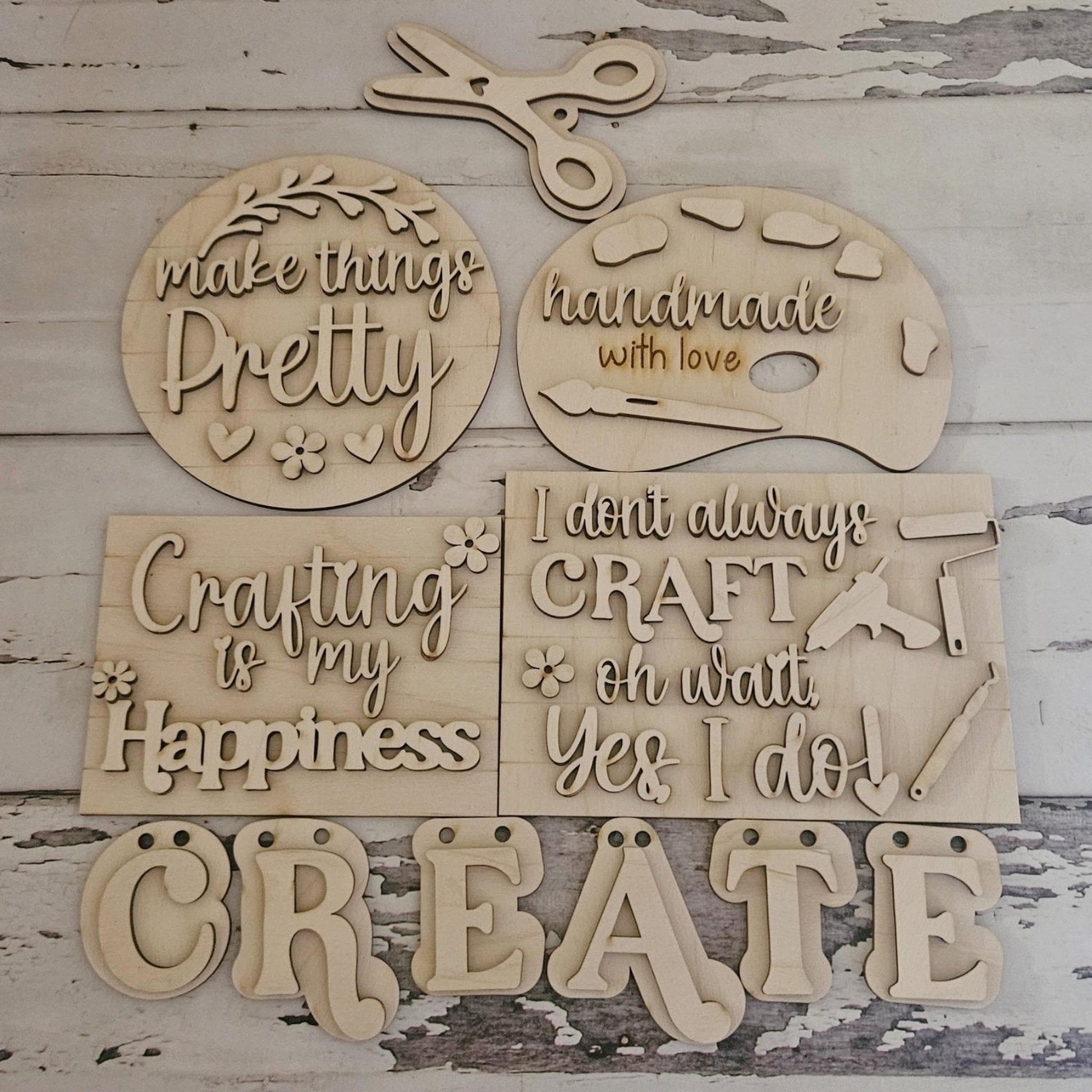 DIY Craft Tiered Tray Decor Blank, Unpainted Wood Sign Kit