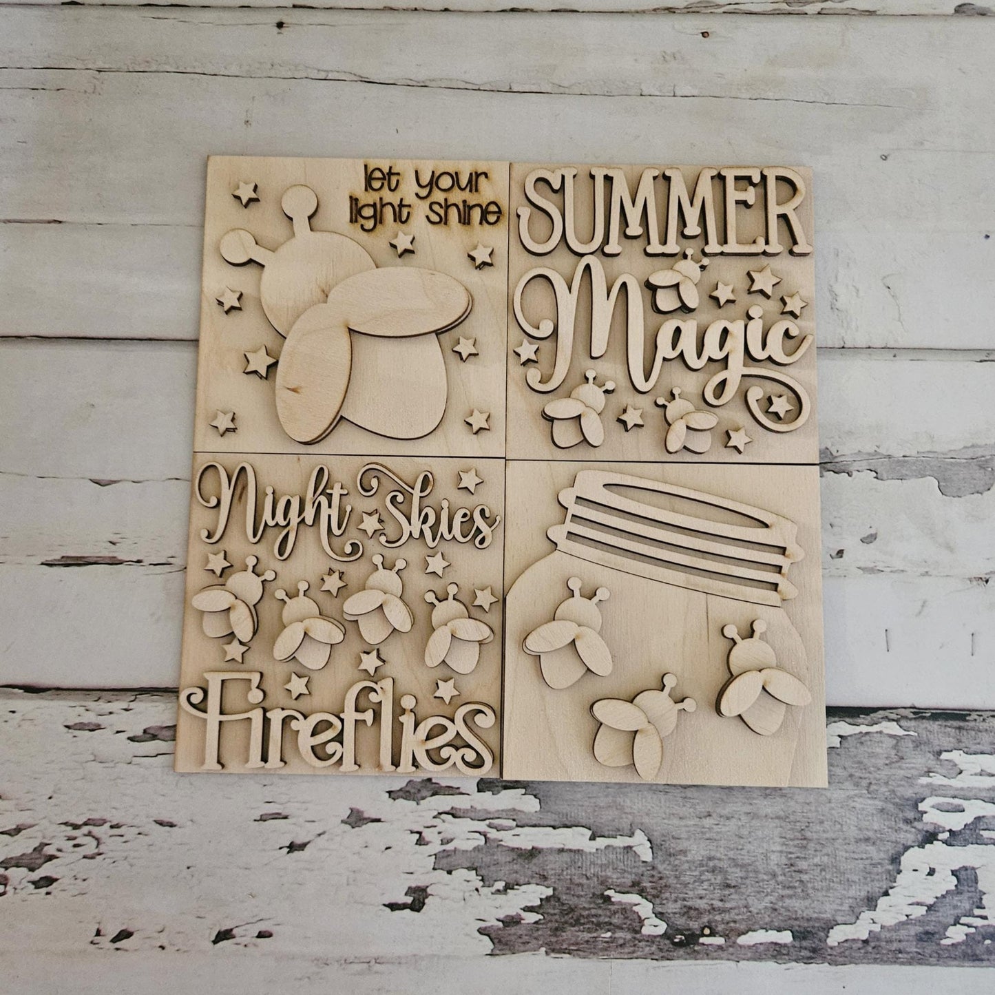DIY Summer Tiered Tray Signs – Unfinished Birch Wood Decor