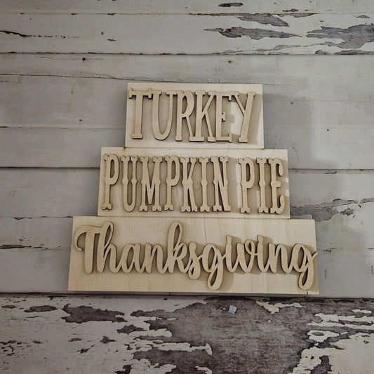 DIY Fall Pumpkin Tiered Tray Decor | Unpainted Wood Shelf Sitter