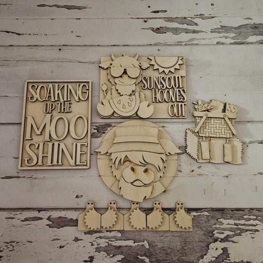 DIY Summer Tiered Tray Decor – Make your own Highland cow decor