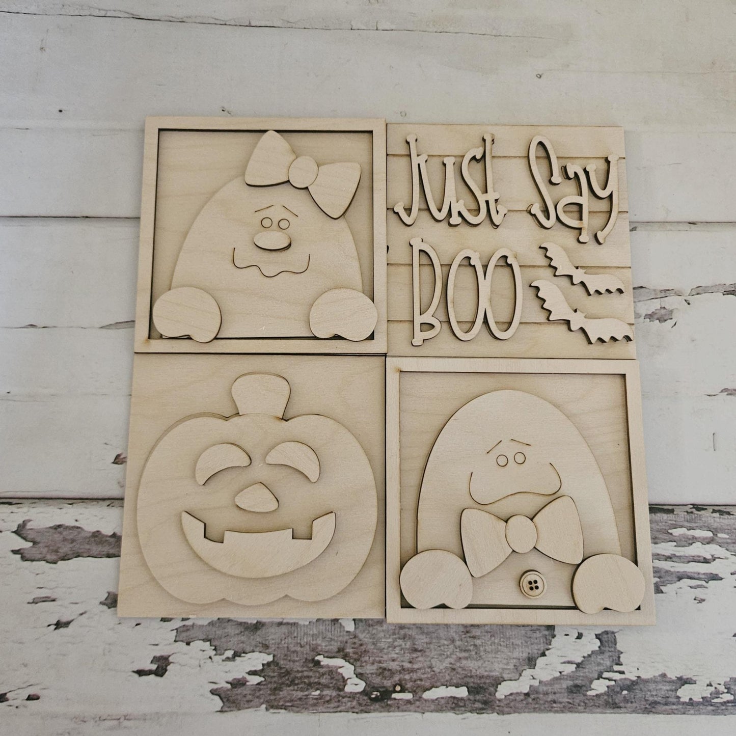 Halloween Tiered Tray Decor Bundle, Unfinished Birch Wood Blanks