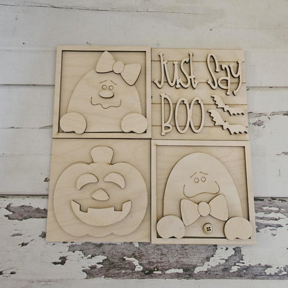 Halloween Tiered Tray Decor Bundle, Unfinished Birch Wood Blanks