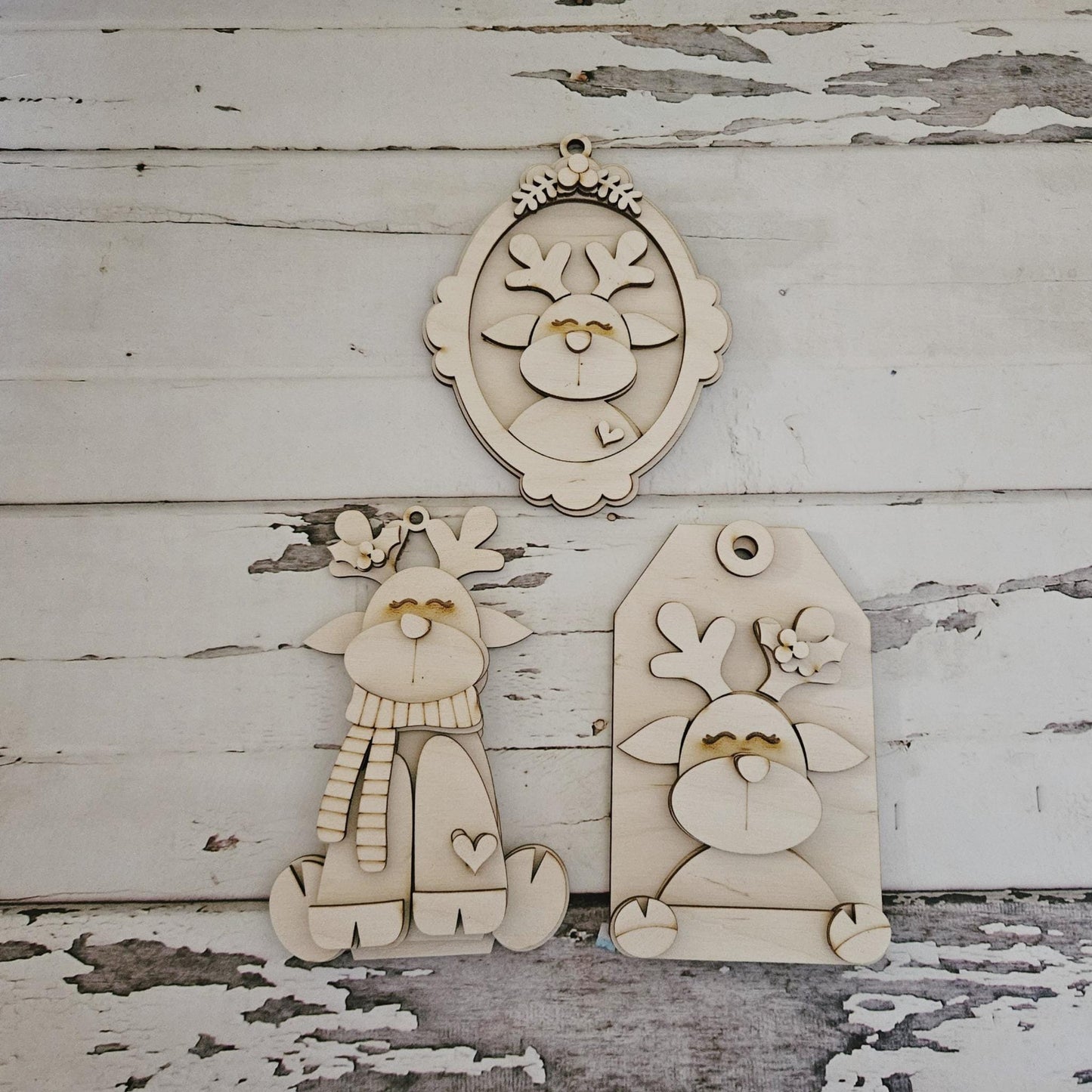 DIY Christmas Ornament Coloring Kit, Wooden Reindeer, Kids Craft