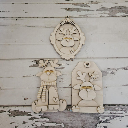 DIY Christmas Ornament Coloring Kit, Wooden Reindeer, Kids Craft