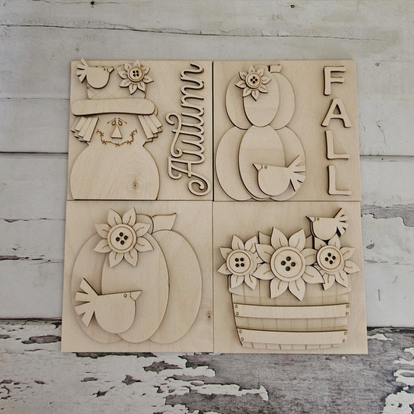 Unfinished Birch Wood Fall Tiered Tray Decor, DIY Autumn Blanks