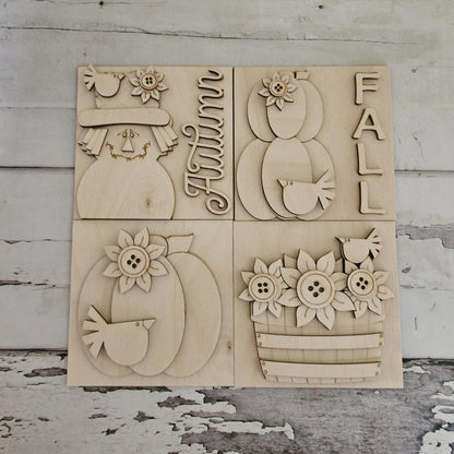 Unfinished Birch Wood Fall Tiered Tray Decor, DIY Autumn Blanks