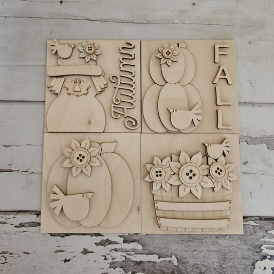 Unfinished Birch Wood Fall Tiered Tray Decor, DIY Autumn Blanks