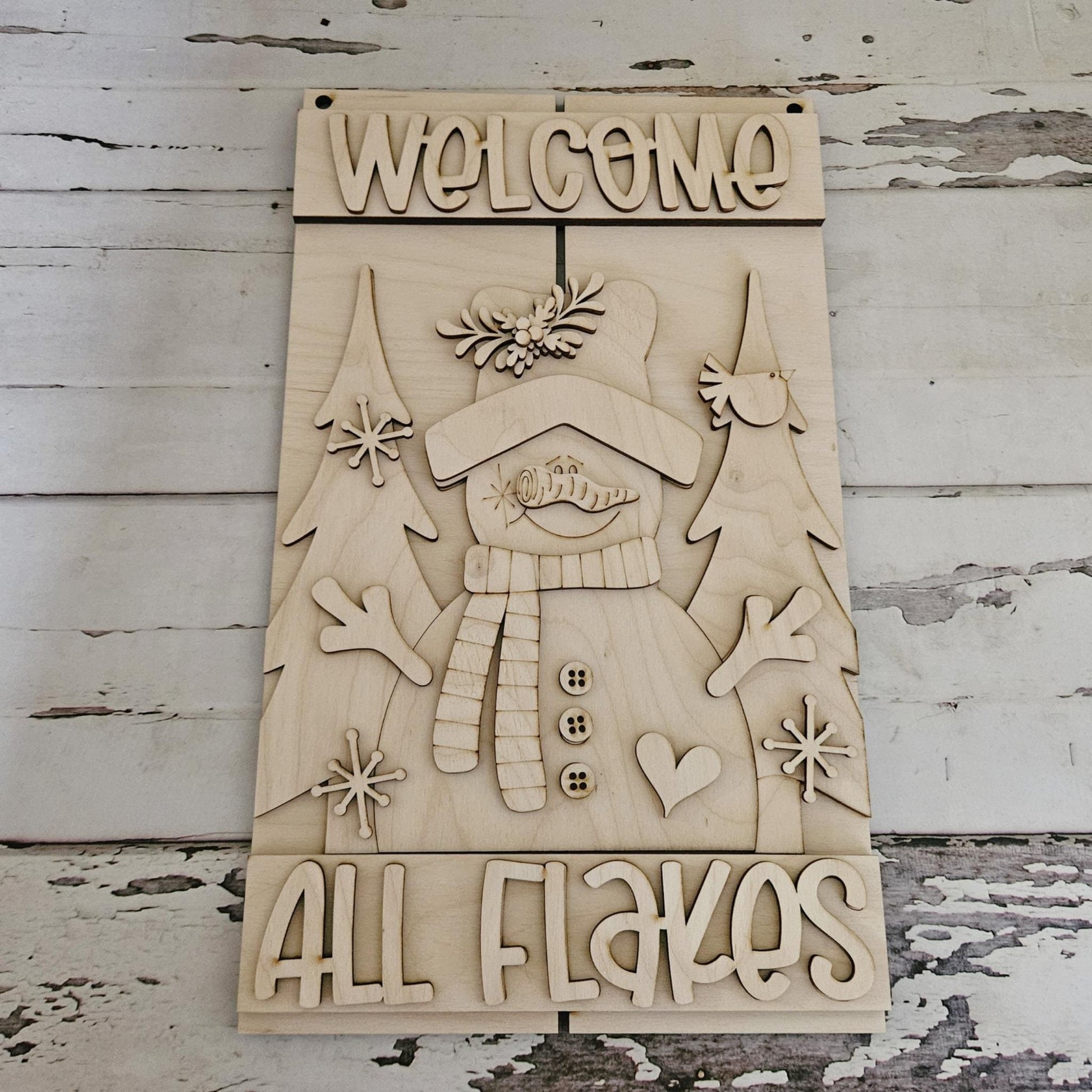DIY Winter Snowman Door Hanger Blank | Unfinished Wood Craft Kit