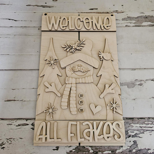 DIY Winter Snowman Door Hanger Blank | Unfinished Wood Craft Kit