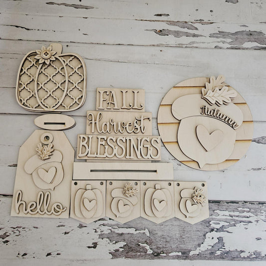 Unfinished Wood Fall Tiered Tray Decor DIY Kit