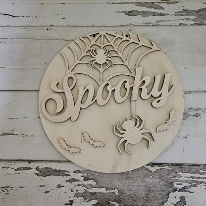 DIY Halloween Door Hanger Blank | Spooky Spider & Bats