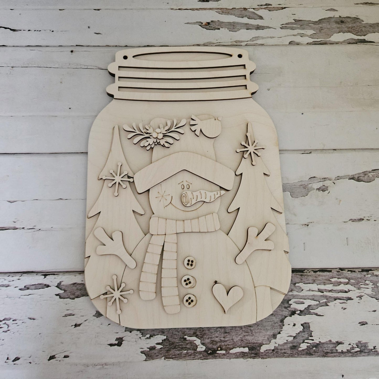 DIY Winter Snowman Door Hanger Blank | Christmas Wood Craft Kit