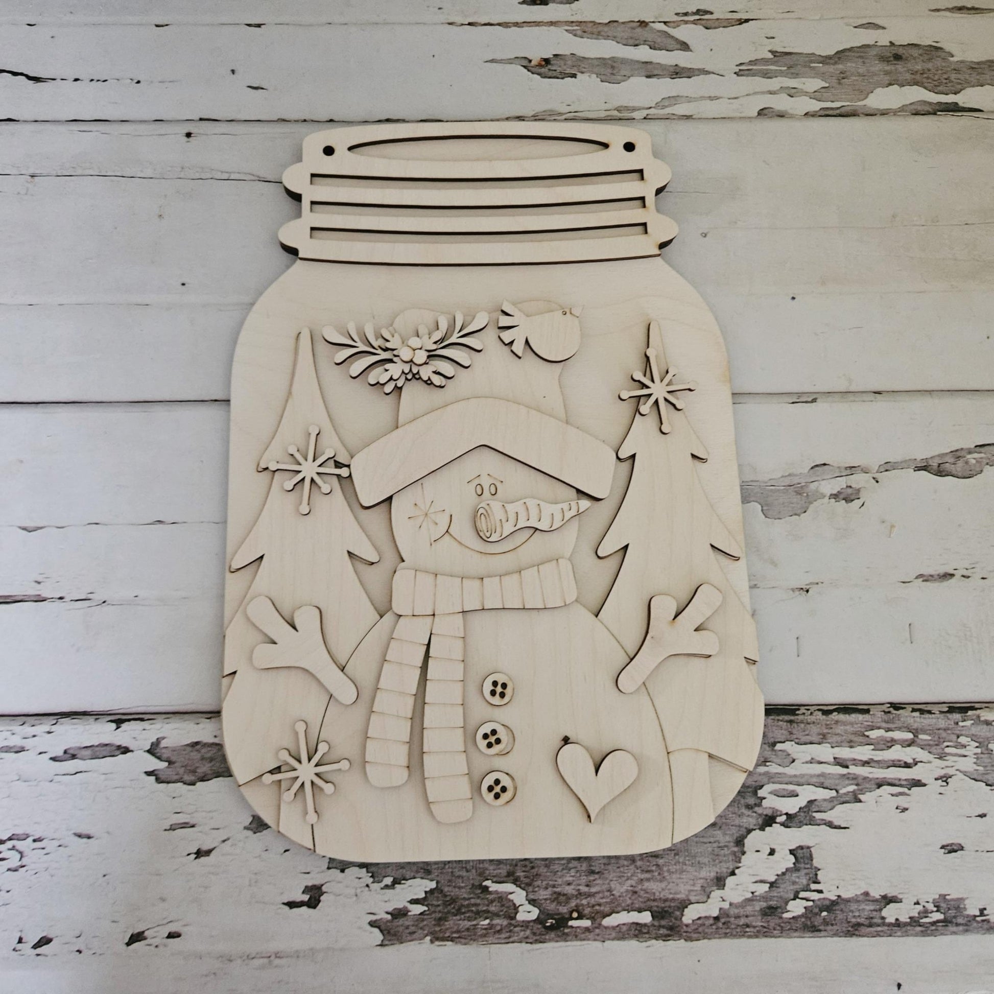 DIY Winter Snowman Door Hanger Blank | Christmas Wood Craft Kit