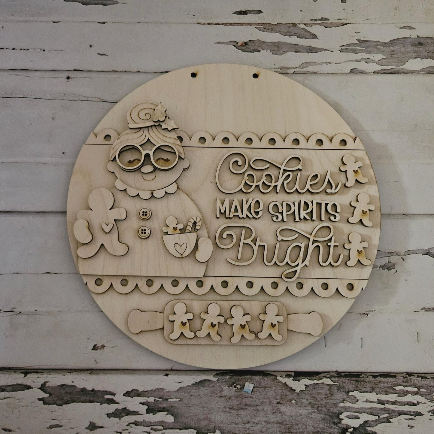 DIY Mrs. Claus Christmas Door Hanger Blank | Unfinished Wood Craft