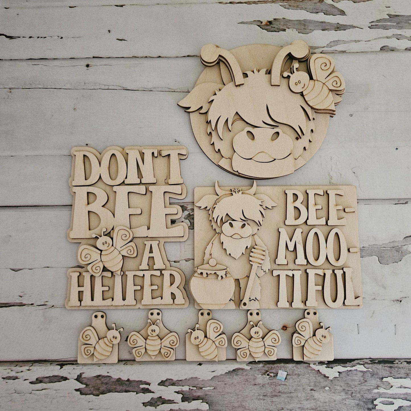 Bee Tiered Tray Decor DIY Kit – Unpainted Wood Craft Bundle