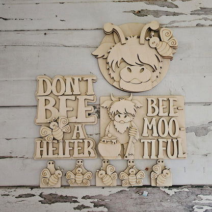 Bee Tiered Tray Decor DIY Kit – Unpainted Wood Craft Bundle