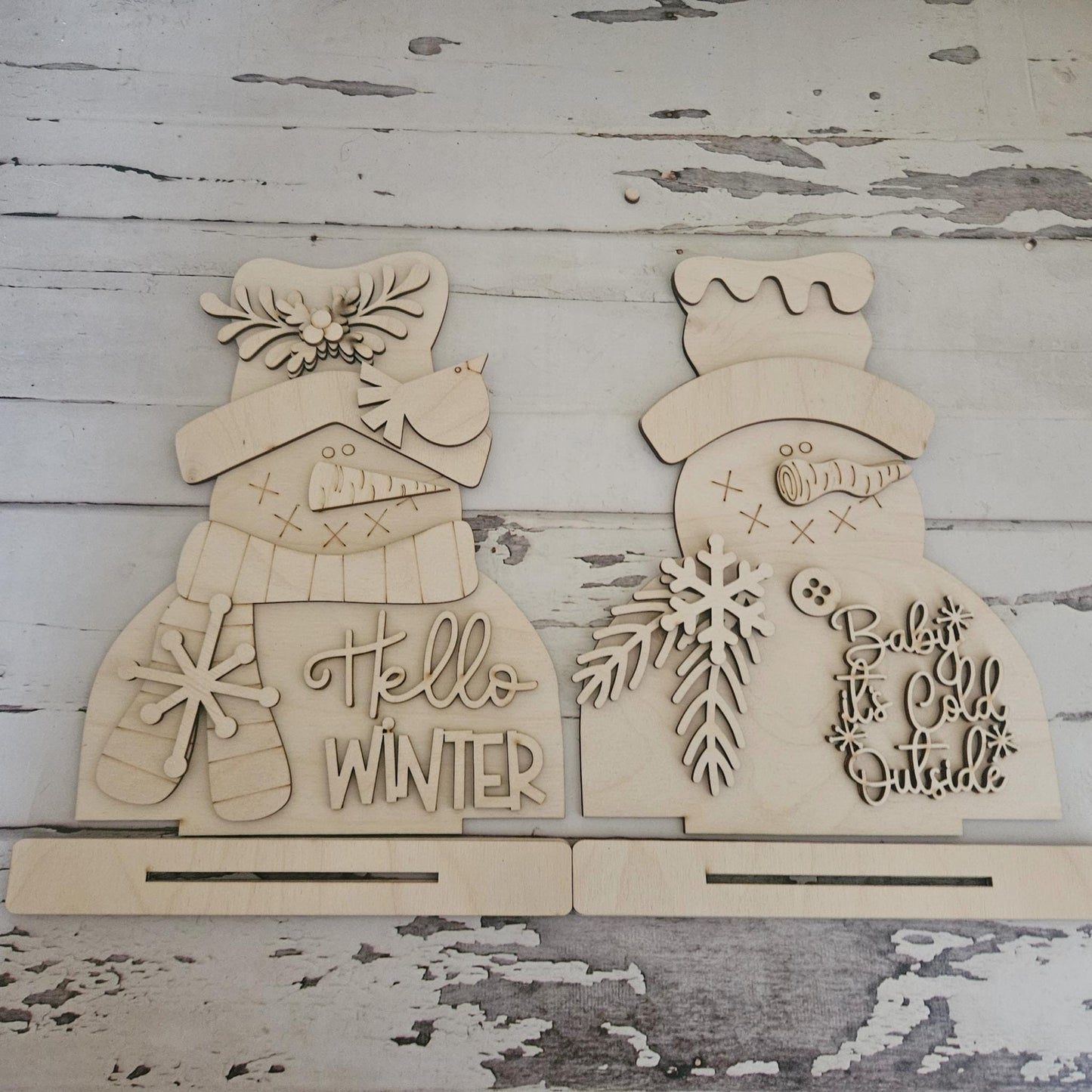 DIY Winter Gnome & Snowman Shelf Sitter Wood Blank