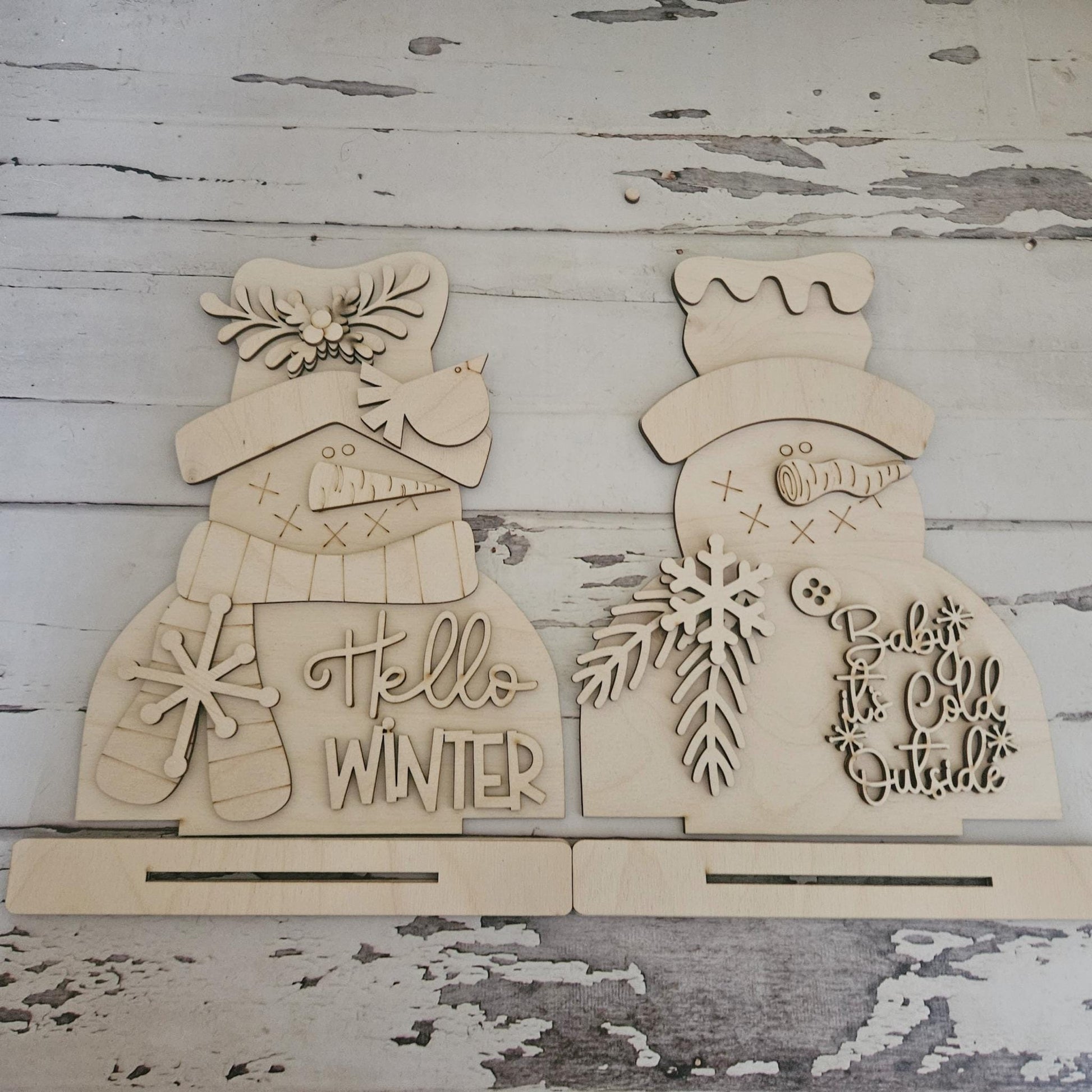 DIY Winter Gnome & Snowman Shelf Sitter Wood Blank