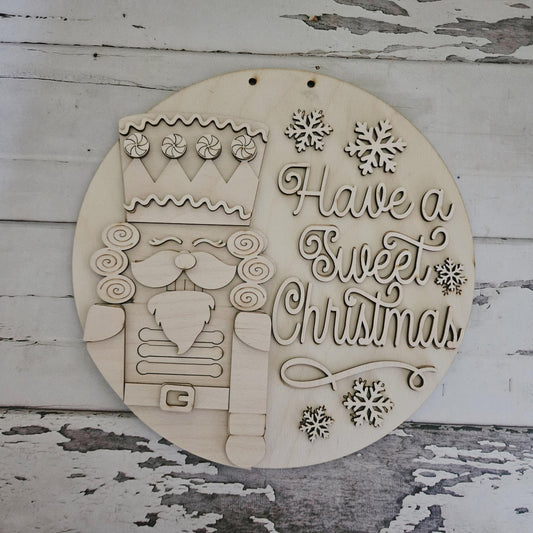 DIY Christmas Door Hanger Kit: Santa & Mrs. Claus Unfinished Wood