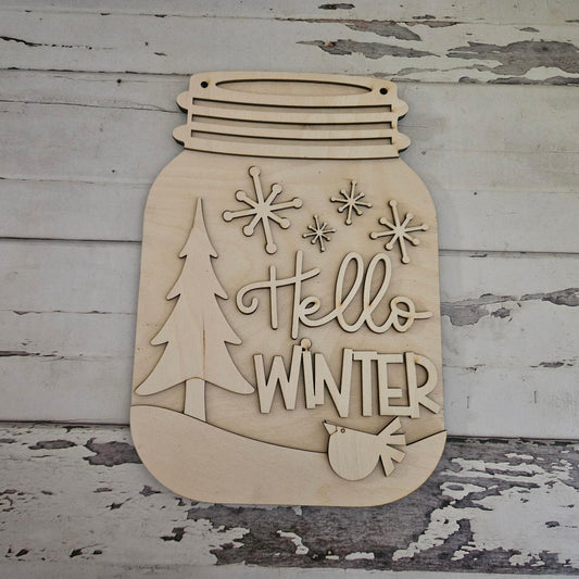 DIY Winter Door Hanger Blank: Christmas Snowman Santa Decor