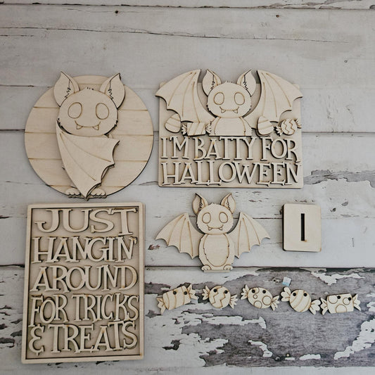 DIY Halloween Tiered Tray Decor Blanks: Unpainted Wood Bundle