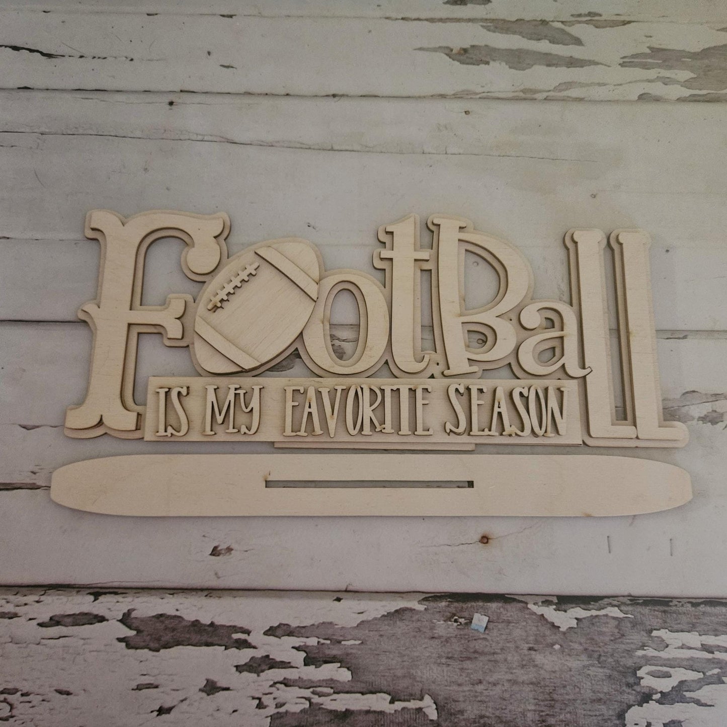 DIY Football Shelf Sitter Kit: Unfinished Wood Sports Decor (11.5x4.7 inches)