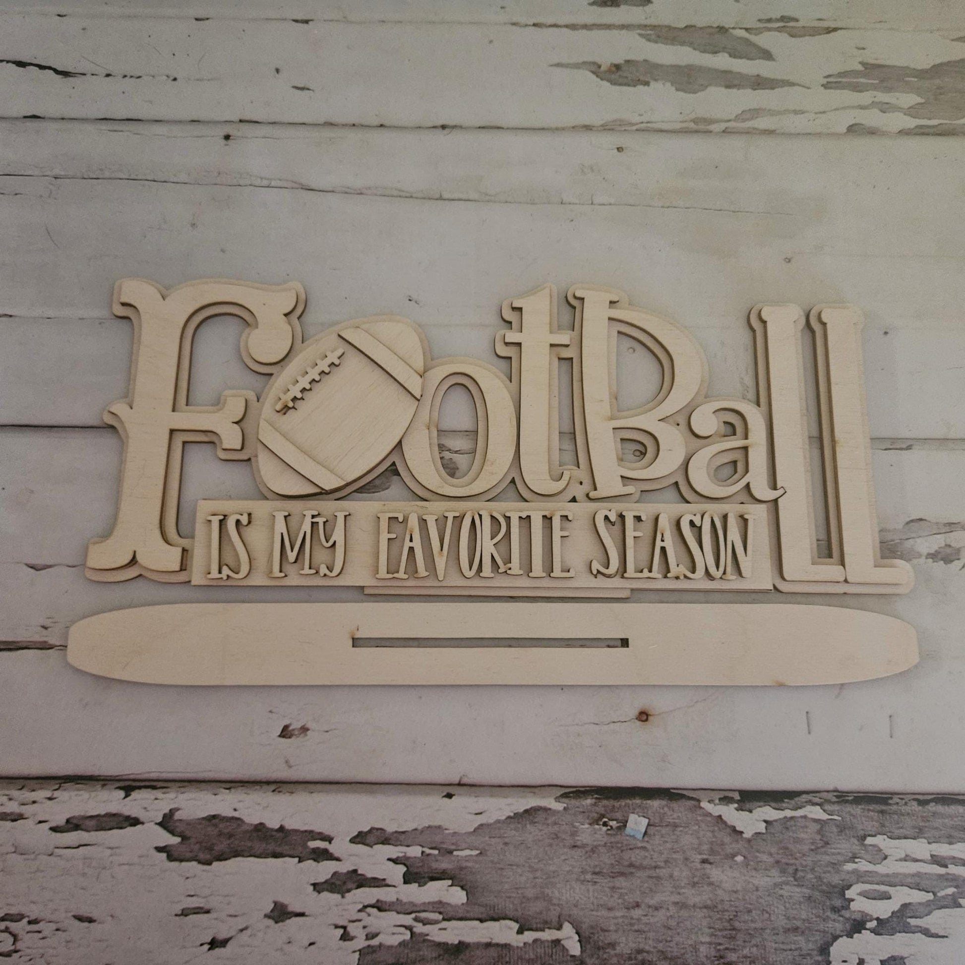 DIY Football Shelf Sitter Kit: Unfinished Wood Sports Decor (11.5x4.7 inches)