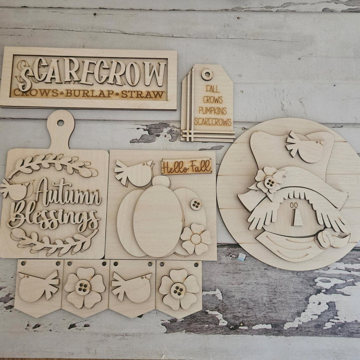 DIY Fall Tiered Tray Decor Kit: Unfinished Wood Blanks
