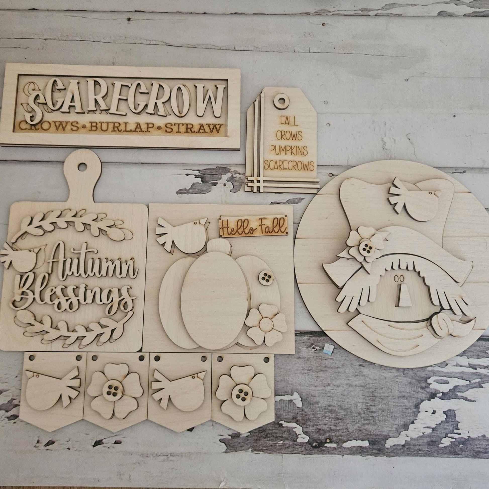 DIY Fall Tiered Tray Decor Kit: Unfinished Wood Blanks