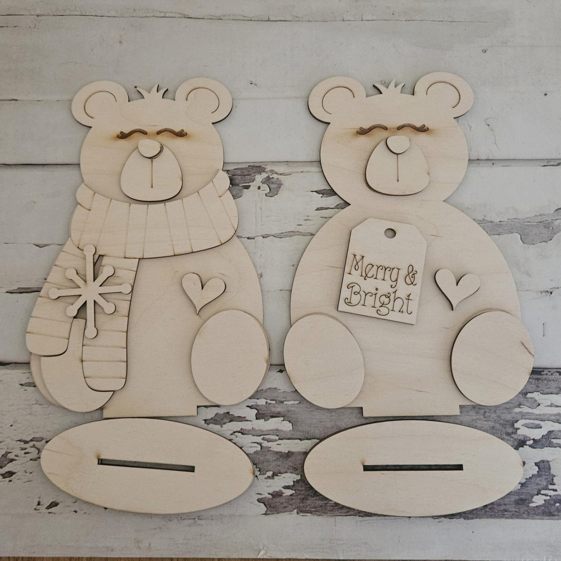 DIY Winter Snowman Shelf Sitter, Tiered Tray Decor Wood Blank