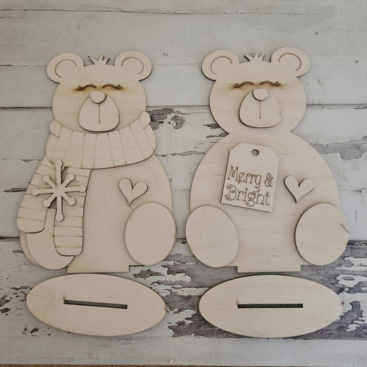 DIY Winter Snowman Shelf Sitter, Tiered Tray Decor Wood Blank