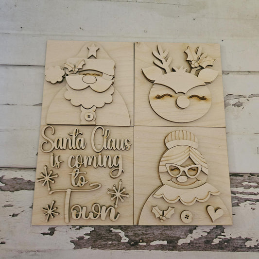 DIY Christmas Tiered Tray Decor Kit: Unfinished interchangeable Craft