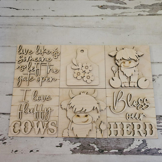 DIY Highland Cow Wood Sign Blanks: Unfinished Farmhouse Decor